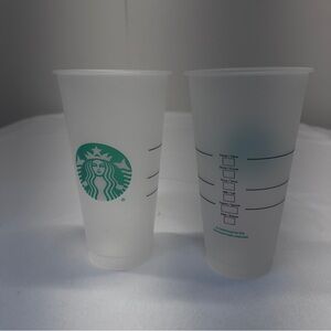 2 Starbucks Reusable Barista Cold Cups, 24 oz, Frosted Clear
